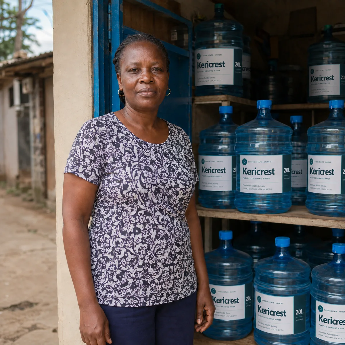 Kericrest Drops water service at a Nairobi shop