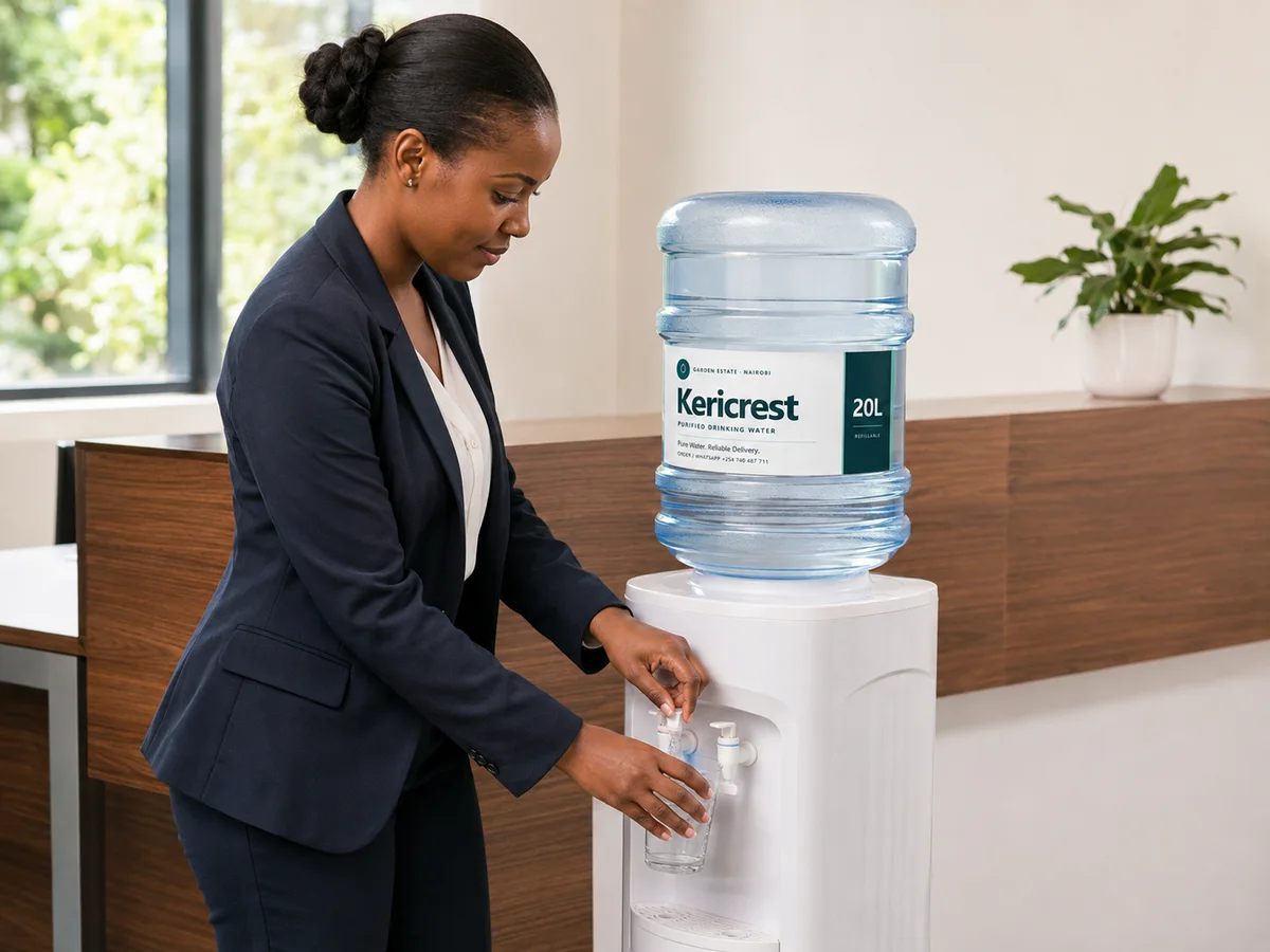 Kericrest Drops drinking water supplied to a Nairobi office